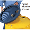 funnel with flame arrestor spill control