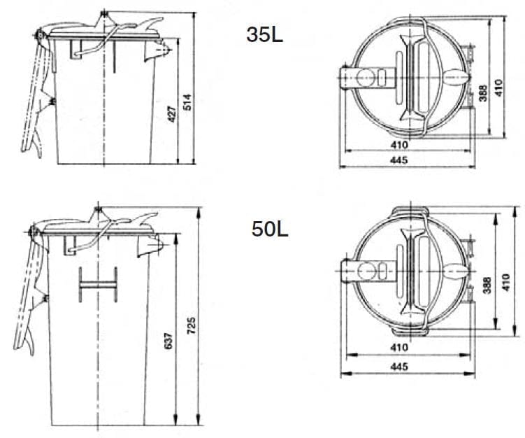 Clinical waste bins dimensions