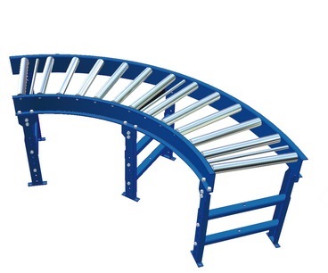 Gravity conveyor curve with support stands