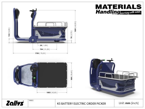 K5 GA drawing Battery electric order picker
