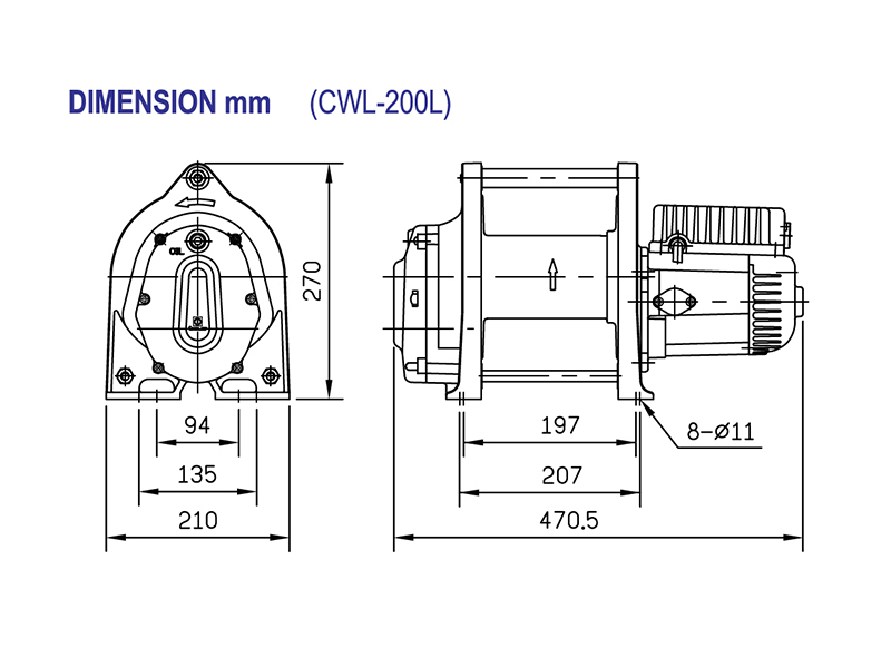 LCWL205 Industrial Electric Winches CWL200L dimensions