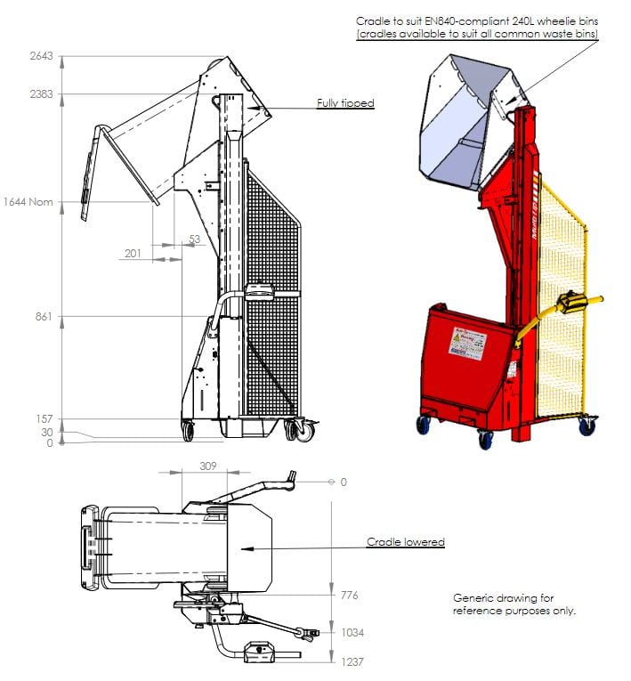 Multi Tip Wheelie Bin Tipper Dimensions