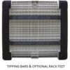 Tipping bars and rack feet
