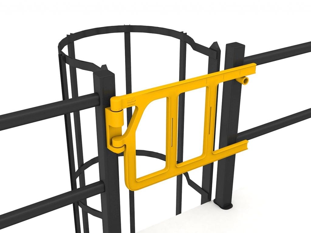 Double axes gate on ladder Double axes gate on ladder